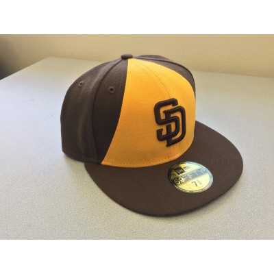 New Era 59Fifty San Diego Padres Fitted Hat (Brown & Yellow/Gold) ALT 2 sz 7 3/8  eb-94571020